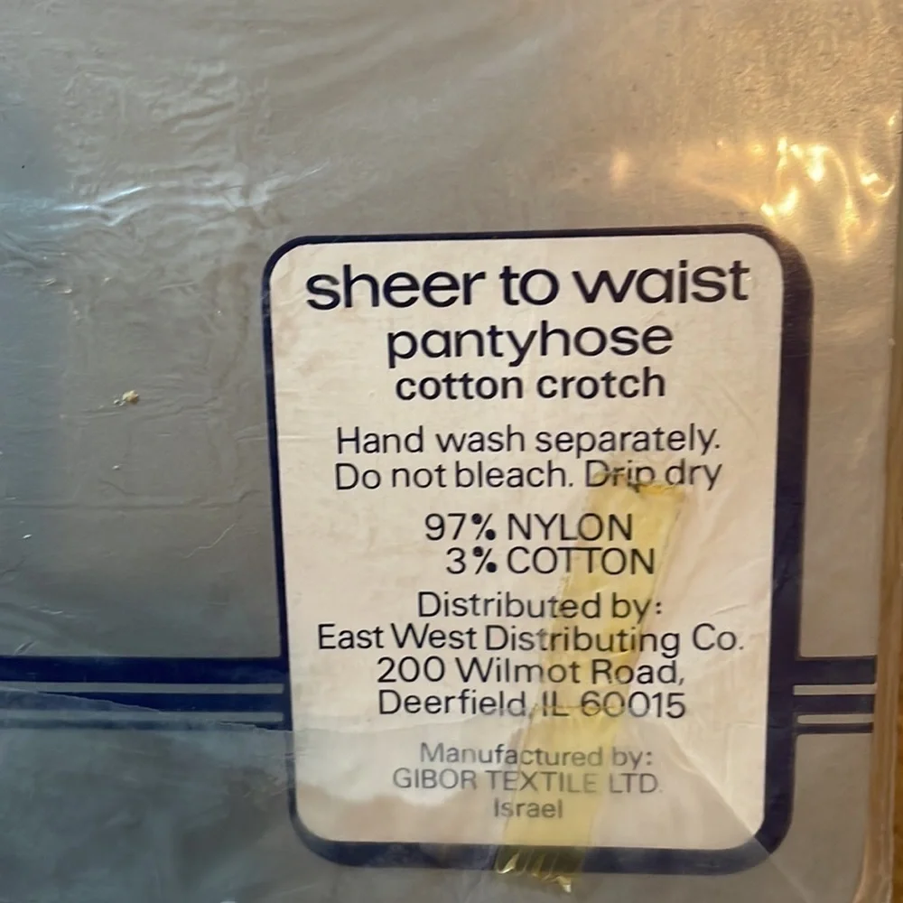 New Vintage Deadstock Life Style by Gibor Sheer to Waist Pantyhose Navy Size M